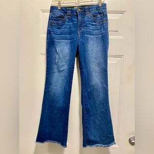 Democracy Ab Technology Womens distressed raw edge hem bootcut ankle jeans sz 8